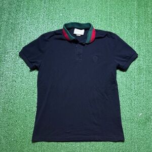 Gucci Black Polo Shirt with Red and Green Accents
